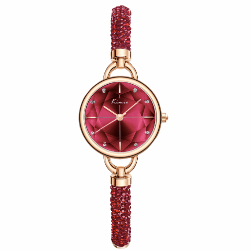 Women's Quartz Small Dial Adjustable Bangle Watch With Crystal Accents in Gorgeous Colours - BELLADONNA