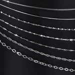 Womens S925 Sterling Silver Necklace Chains in Assorted Styles and Lengths - BELLADONNA