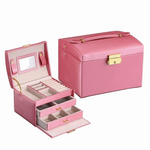 Three-Layered Double Drawer Jewellery Storage Box in 4 Colours - BELLADONNA