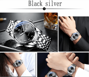 Couples Matching Stainless Steel Genuine Quartz Watch with Butterfly Clasp in Assorted Colour Variants - BELLADONNA