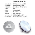 Natural Mother of Pearl .925 Sterling Silver Ring Size 7