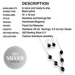 Faceted Black Spinel Gemstone .925 Silver Necklace And Earrings Set