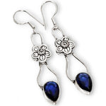 Trendy Sapphire Quartz Pears .925 Silver Earrings