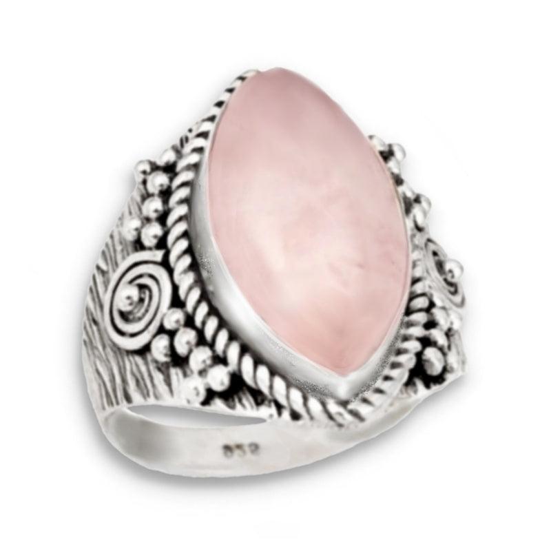 8.77 Cts Rose Quartz Gemstone Solid.925 Sterling Silver Ring Size US 7