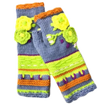 Women's Knitted and Hand Crocheted Warm Fingerless Gloves with Styled Accents and Patterns - BELLADONNA