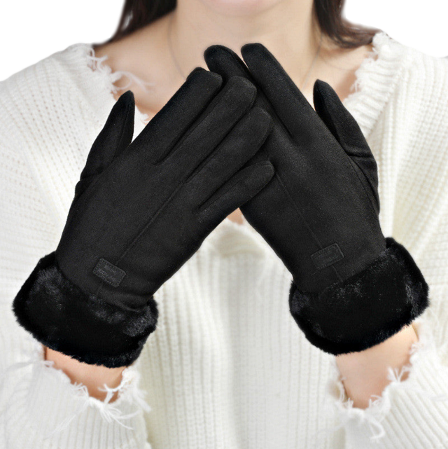 Luxury Winter Warm Fleece-lined Thick Suede Women's Gloves in Three Different Styles and Exquisite Colours - BELLADONNA