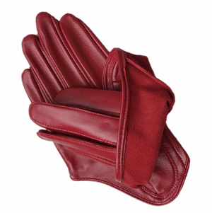 Genuine Soft Sheepskin Leather Short Half Palm Gloves in Gorgeous Colours - BELLADONNA