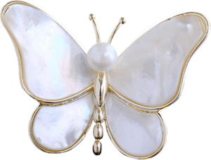 Stylish Natural Mother of Pearl Butterfly Brooch - BELLADONNA