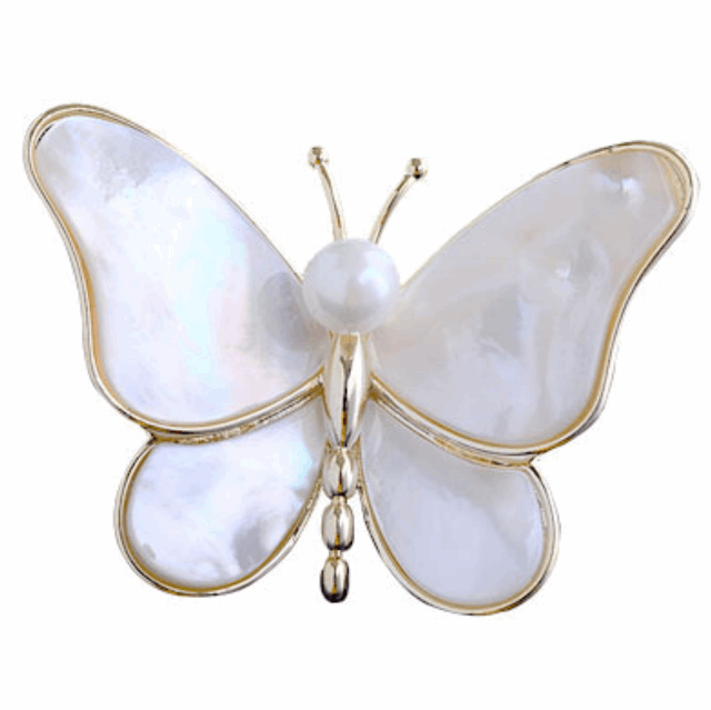 Stylish Natural Mother of Pearl Butterfly Brooch - BELLADONNA