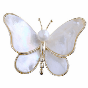 Stylish Natural Mother of Pearl Butterfly Brooch - BELLADONNA