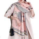 Winter Greys and Pink Jacquard Cashmere Scarf or Shawl for Ladies in 4 Assorted colours - BELLADONNA