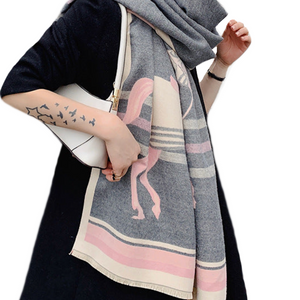 Winter Greys and Pink Jacquard Cashmere Scarf or Shawl for Ladies in 4 Assorted colours - BELLADONNA