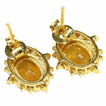 Natural Heated Oval Yellow Sapphire in Solid 925 Sterling Silver 18K Yellow Gold Stud Earrings