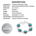 Sante Rosa Turquoise Gemstone 925 Silver Bracelet