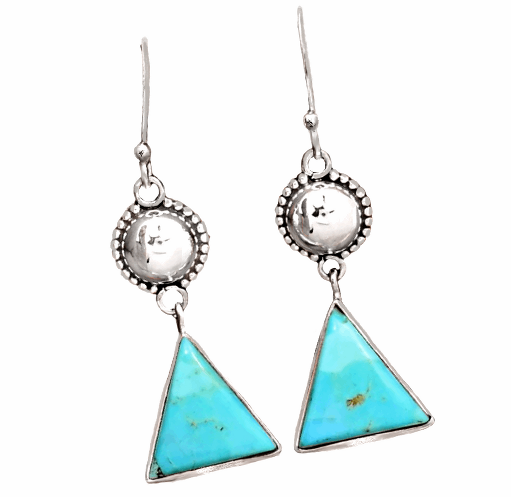 Natural Sleeping Beauty Turquoise Gemstone .925 Sterling Silver Earrings