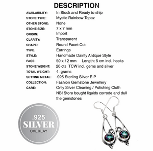 Indonesian Bali - Java Mystic Rainbow Topaz .925 Sterling Silver Earrings