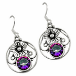Indonesian Bali -Java  Natural Rainbow Mystic Topaz Earrings In Solid 925 Sterling Silver