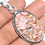 Natural Copper Rhodochrosite Gemstone .925 Sterling Silver Pendant