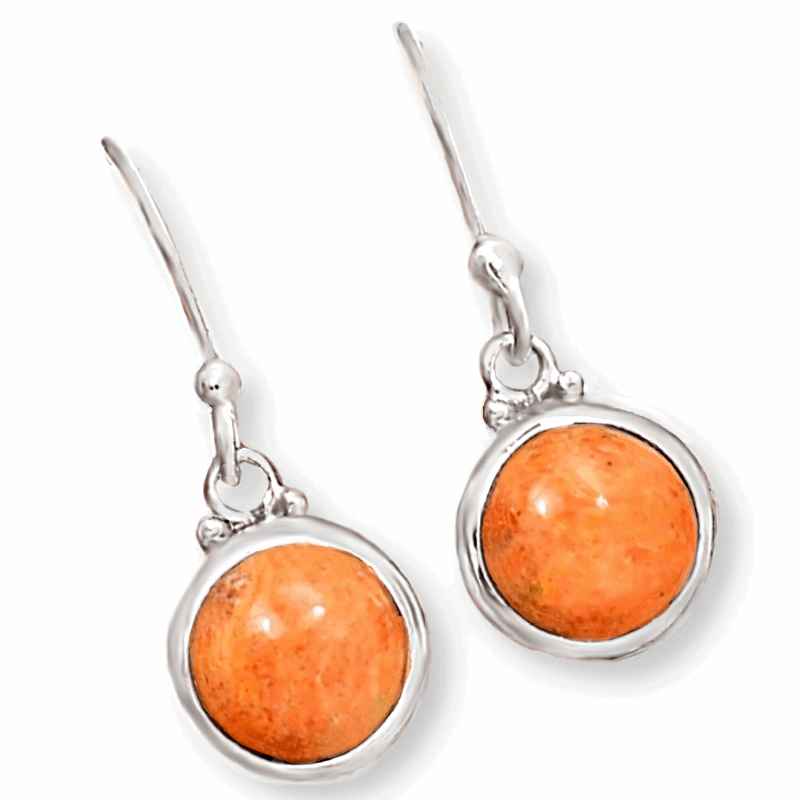 Dainty Natural Italian Coral Solid .925 Sterling Silver Earrings