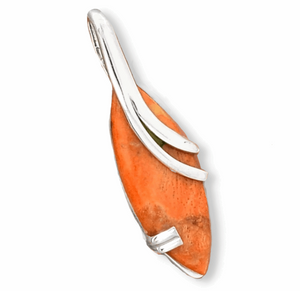 Natural Italian Coral Solid .925 Sterling Silver Pendant