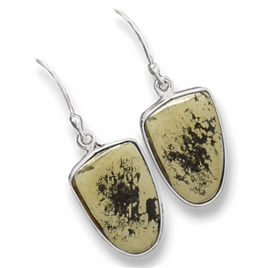 Peruvian Natural Golden Pyrite in Magnetite set in Solid .925 Sterling Silver Earrings