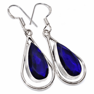 Handmade Sapphire Blue Quartz .925 Sterling Silver Earrings