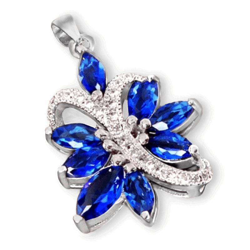 16 cts Sapphire Quartz, White Topaz In Solid.925 Sterling Silver Pendant