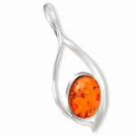 Genuine Baltic Amber  In Solid .925 Sterling Silver Pendant