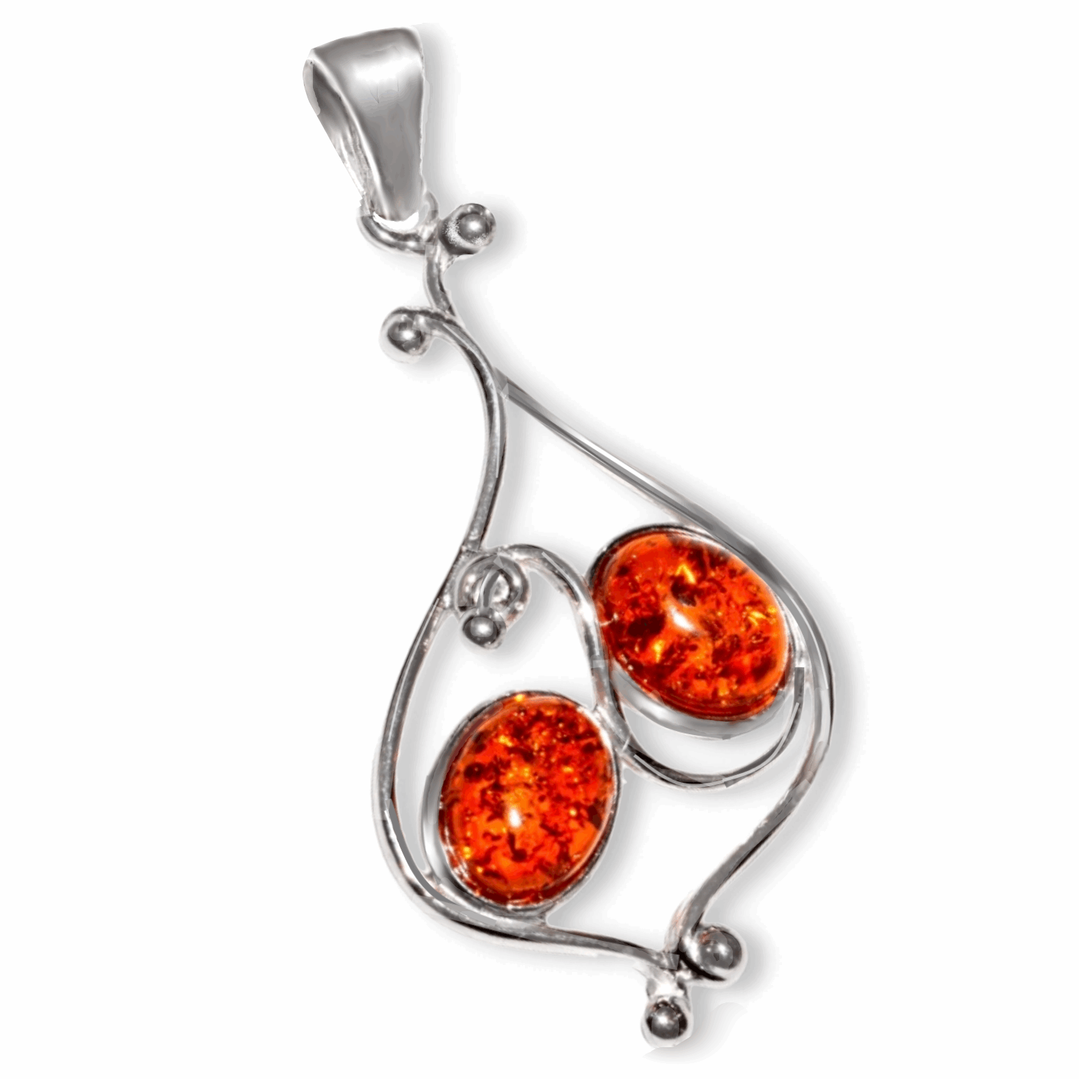 Handmade Genuine Baltic Amber Set In Solid .925 Silver Pendant