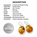 Handmade Golden Citrine Oval Gemstone 925 Sterling Silver Plated Earrings