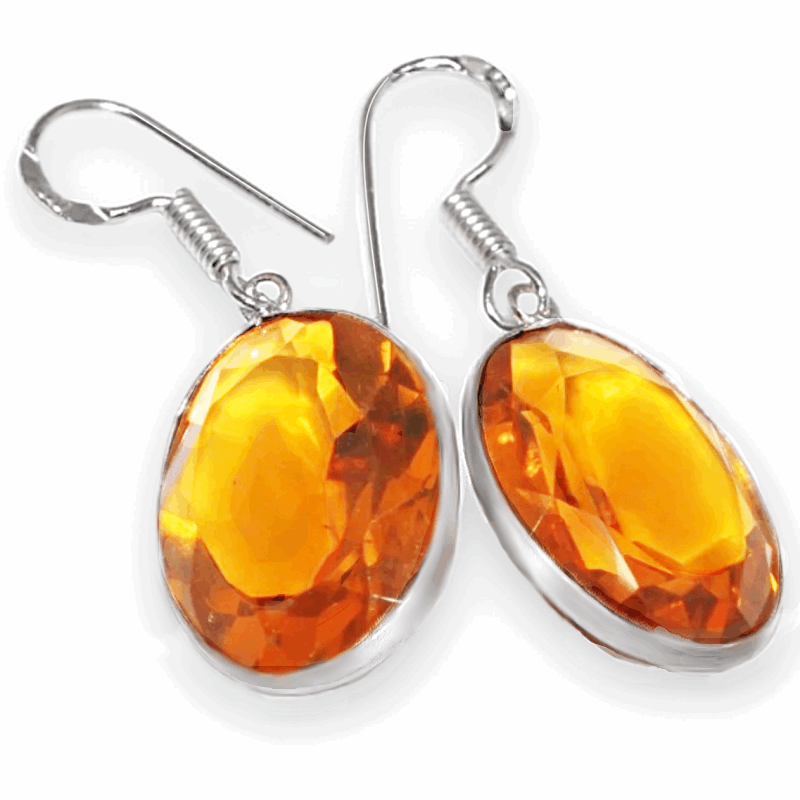 Handmade Golden Citrine Oval Gemstone 925 Sterling Silver Plated Earrings