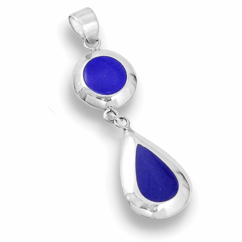 Natural Lapis Lazuli Gemstone Solid .925 Sterling Silver Pendant