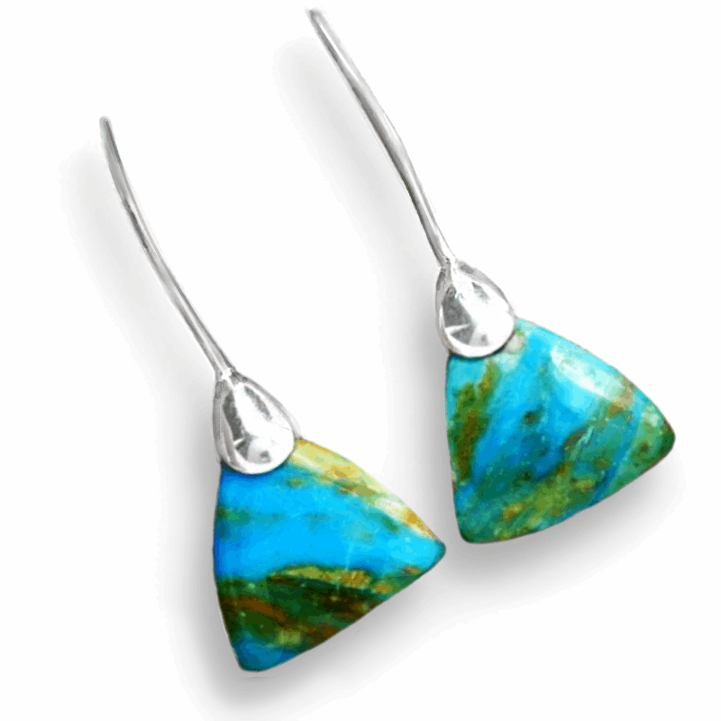 Extremely Rare Natural Peruvian Blue Opal Gemstone Solid .925 Sterling Silver Earrings