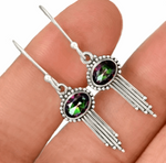 Handmade Rainbow Mystic Topaz Drop Dangle Earrings In Solid 925 Sterling Silver