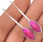 Elegant Handmade Indian Ruby Gemstone Solid .925 Sterling Silver Long Earrings