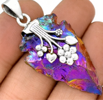 Natural Titanium Aura Quartz Solid 925 Sterling Silver Pendant