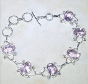 Pink Quartz Gemstone .925 Silver Bracelet - BELLADONNA