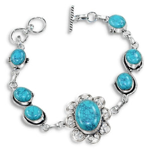 Handmade Santè Rosa Turquoise Gemstone .925 Silver Fashion Bracelet