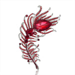 Eye Catching Zirconia and Crystals Embellished Peacock Feather Brooch in Five Assorted Colours for Scarf or Pashmina