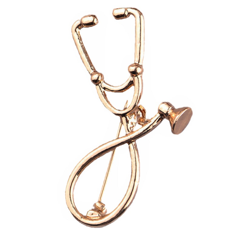 Novelty Stethoscope Metal Brooch in Silver or Gold - BELLADONNA