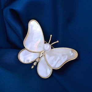 Stylish Natural Mother of Pearl Butterfly Brooch - BELLADONNA