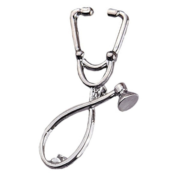 Novelty Stethoscope Metal Brooch in Silver or Gold - BELLADONNA