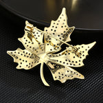 High-end Elegant Golden Maple Leaf Brooch For Women - BELLADONNA