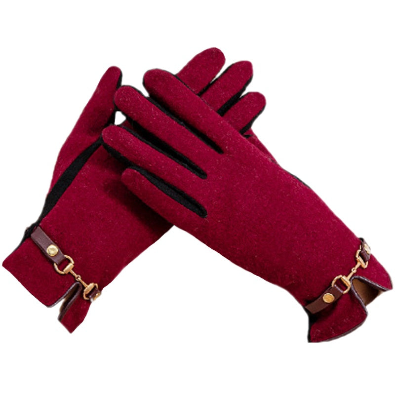 Women's Autumn And Winter Cashmere Gloves with inner Fleece - BELLADONNA