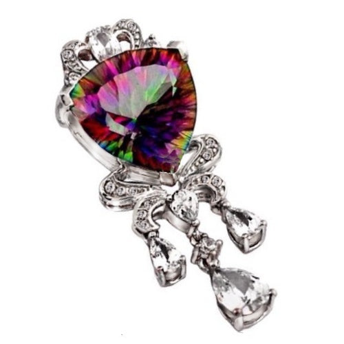 Mystic Rainbow Topaz Gemstone Handmade 925 Sterling Silver Pendant Jewelry