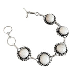 Natural White Jade Gemstone .925 Sterling Silver Bracelet - BELLADONNA