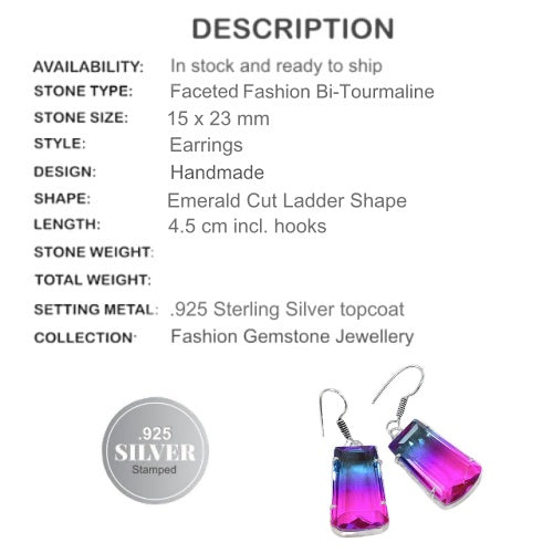 Bi-Colour Tourmaline Gemstone .925 Silver Earrings - BELLADONNA