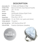 Natural Howlite Gemstone .925 Sterling Silver Ring Size US 10 or T - BELLADONNA