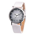 Ladies Water Hibiscus Lotus Watch Face with Leather Strap in Assorted Colour Variants - BELLADONNA