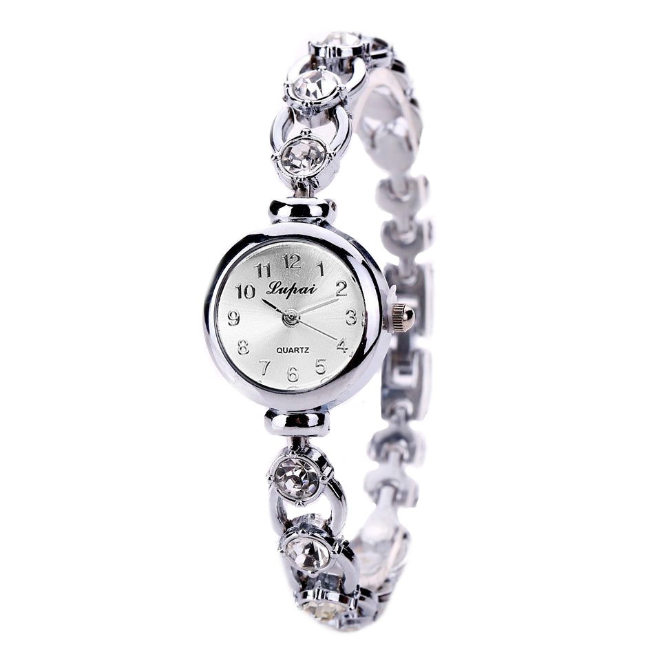 Womens Dainty Wrist Watch with Diamond Cut White Zirconias in the Strap. - BELLADONNA